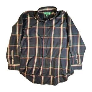Knights of Round Table Plaid Button Down Shirt Men’s 2X Long Sleeve
